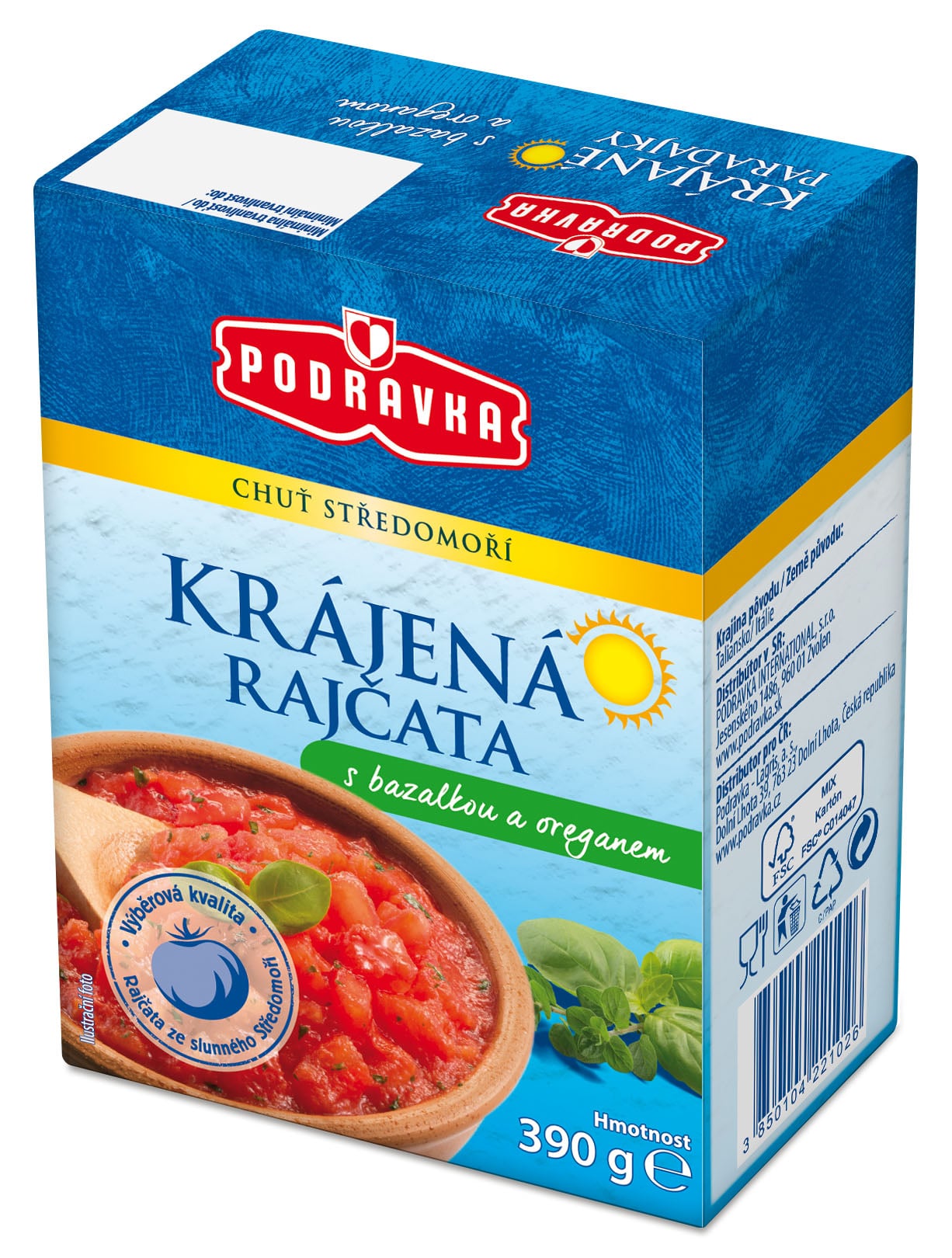 Rajčata kráj. s bazalkou a oreganem 390 g