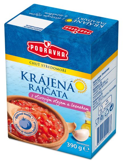 Rajčata krájená s oliv. ol. a česnekem 390 g